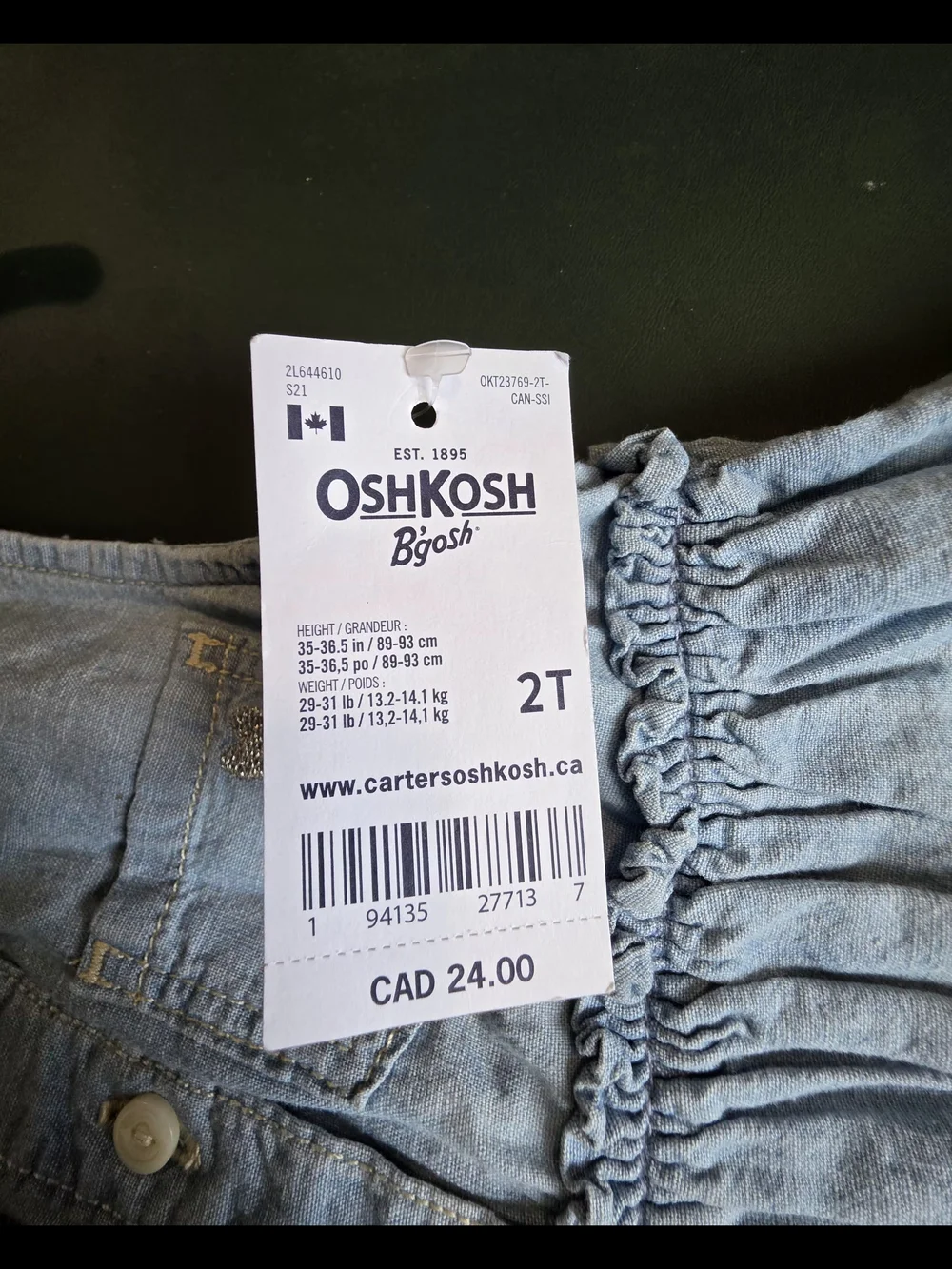 OshKosh B'gosh Light Blue Denim-Look Sleeveless Girls' Dress